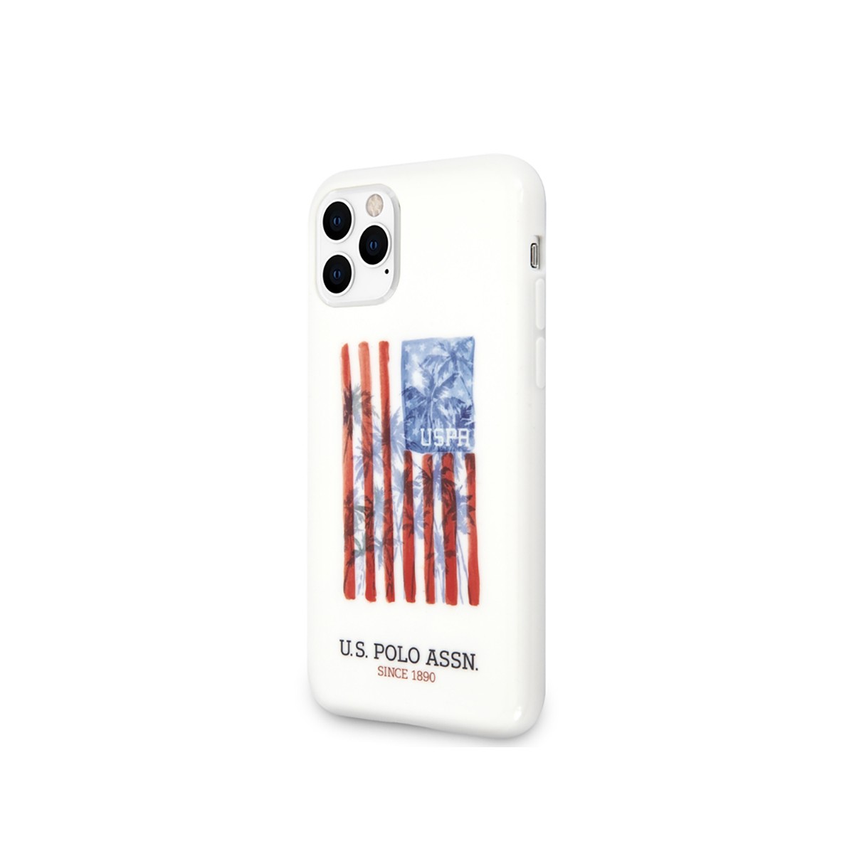Coque iPhone 11 Pro U.S Polo blanche en TPU souple Collection Drapeau Américain