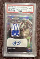 2020 Panini Chronicles Draft AJ Dillon Prizm RPA Rookie Auto SSP /4 PSA 10