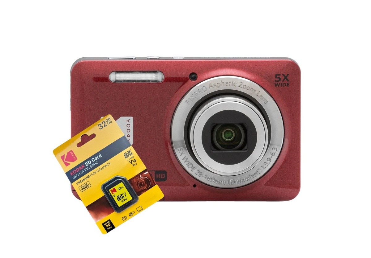 KODAK PIXPRO FZ55 デジタルカメラ　レッド Kodak PixPro FZ55 Digital Camera - Red With Kodak 32GB SD Card