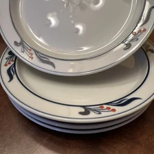 Dansk Bistro Maribo bread and butter Plate 7-1/4” Blue Leaf Red Berry Japan (4)