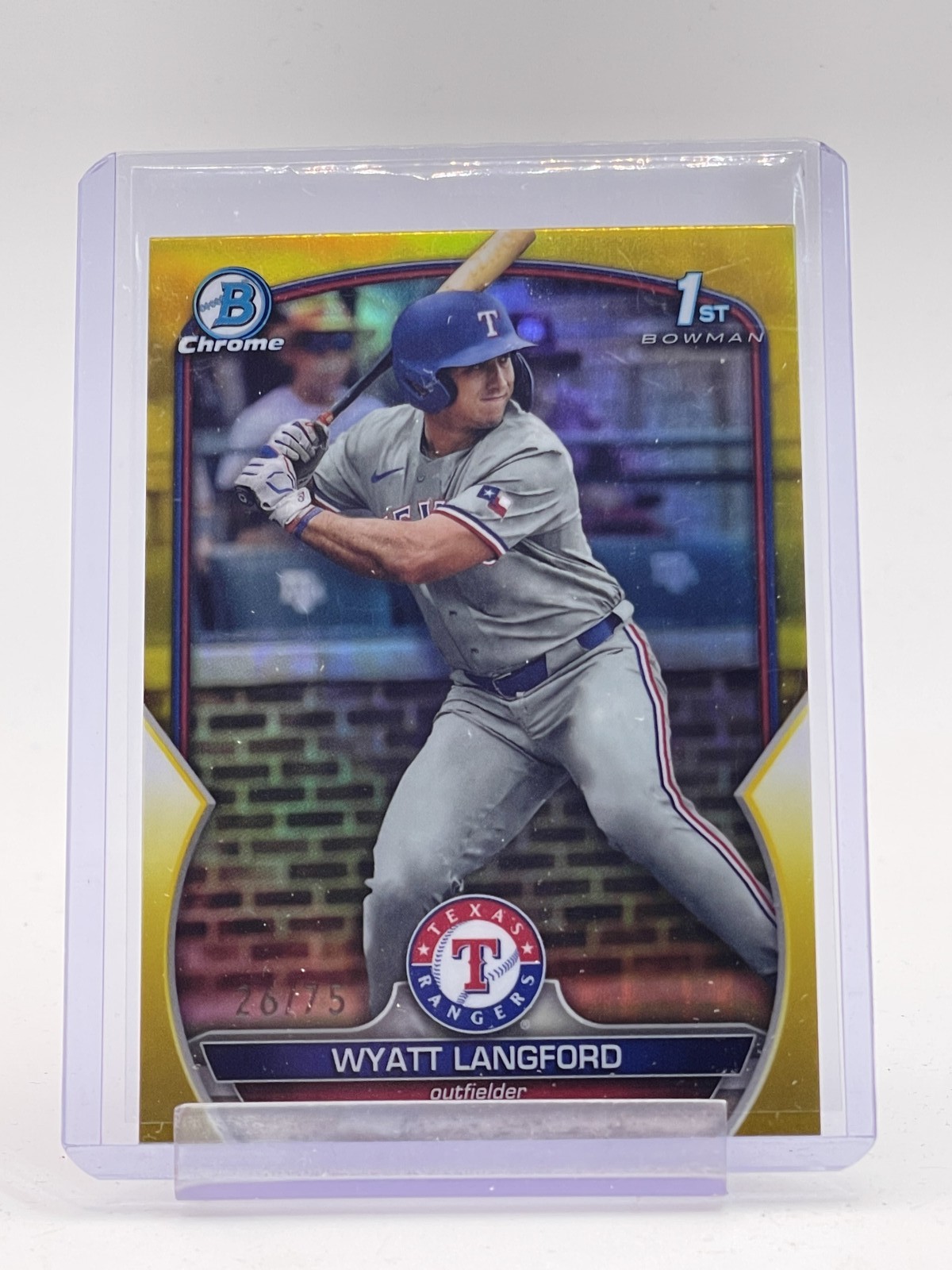 WYATT LANGFORD 2023 BOWMAN CHROME YELLOW REFRACTOR 1ST ROOKIE /75 Q0282