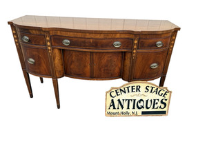 67227 Antique Mahogany Inlaid Sideboard Server Cabinet