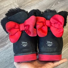 UGG Disney Minnie Mouse Boot Black Suede Shearling Red Soles Womens 6 UK 4 EU 35