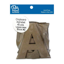 Paper Accents Chipboard Alphabet Shapes, 4" Block 2 Uppercase Letters, 40pc  