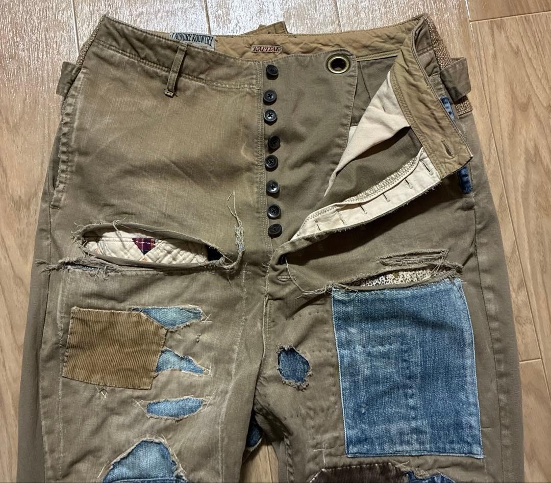 KAPITAL Psychedelic Patchwork Work Pants Cinch Ba… - image 5