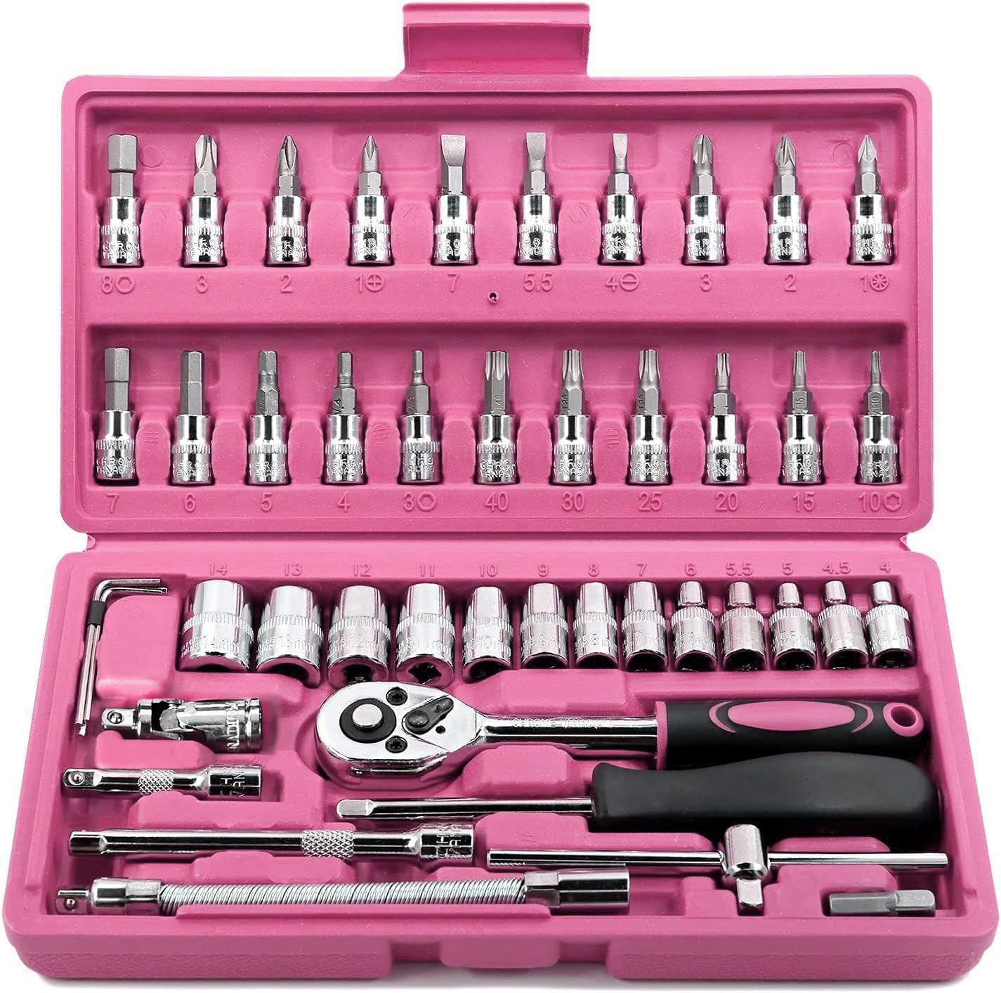 ぴつけママ専用 46-Piece Pink 1/4 Inch Drive Socket Set with Storage Case | eBay