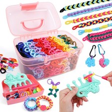 ZMMB Mermaid Bracelet Making Kit for Girls Ages 6-12 - 1200 Rainbow Pink