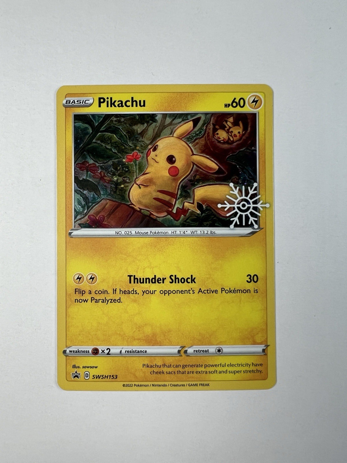 Pikachu SWSH153 Holo Holiday Calendar Snowflake Promo English Pokemon Card (NM)