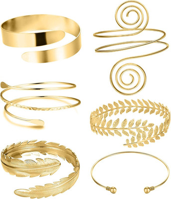 6 Pieces Arm Cuff Upper Arm Band Cuff Bracelet Bangle for Women Adjustable Armba