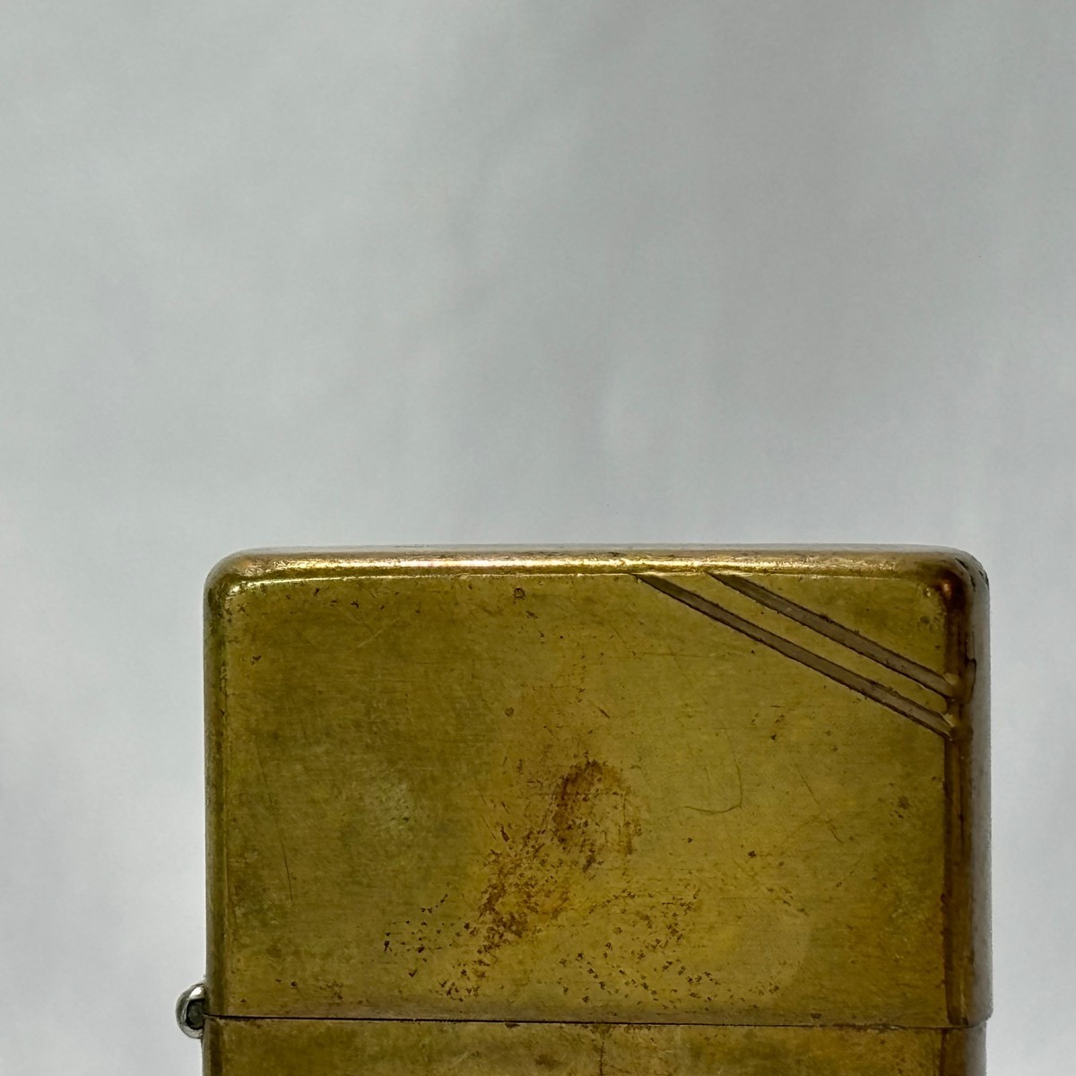 1989 Brass ZIPPO Lighter Vintage Finish Diagonal Lines 1932