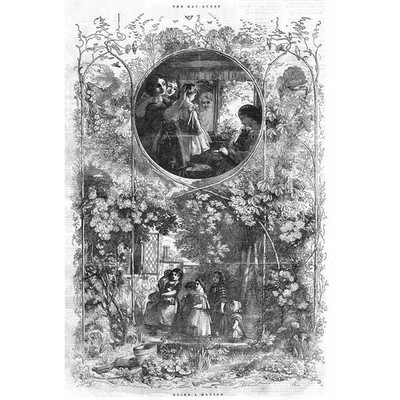 MAY DAY, The May Queen, going A Maying - Antique Print 1856