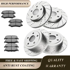 Front Rear Slotted Rotors Disc Brakes Pads Kits for 2007-2017 Jeep Wrangler JK