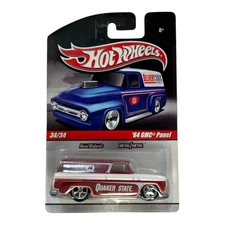 2009 Hot Wheels 64 GMC Panel Slick Rides-Quaker State Red w/Real Riders