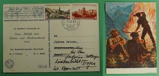 DR WHO 1943 SWITZERLAND WWII PATRIOTIC POSTCARD BERN TO BASEL FORWARDED R88416