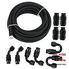 10AN 20FT PTFE Fuel Line Hose Kit,E85 Stainless 10AN Fitting 20Ft Hose Black