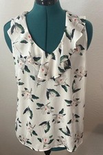 Banana Republic floral ruffle sleeveless sheer tank top petite medium