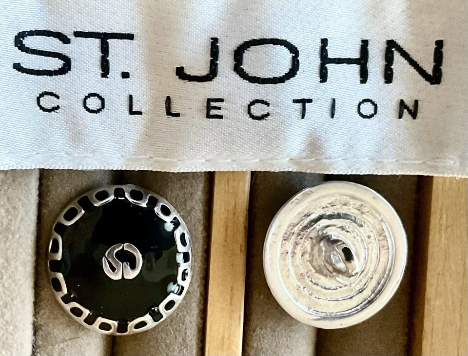 ST JOHN Marie Gray COLLECTION Black & Silver Shank Replacement Button 13/16” NEW - Image 2 of 4