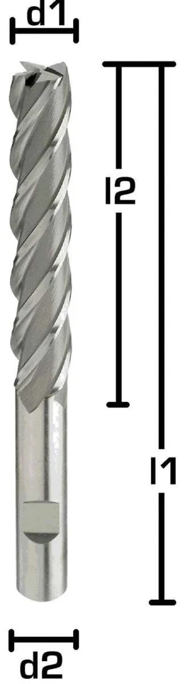 HSSE-Schaftfräser 40°, HB, Z=4, blank, extralang, überlang DIN844 TypN 6 - 25 mm - Bild 2 von 4