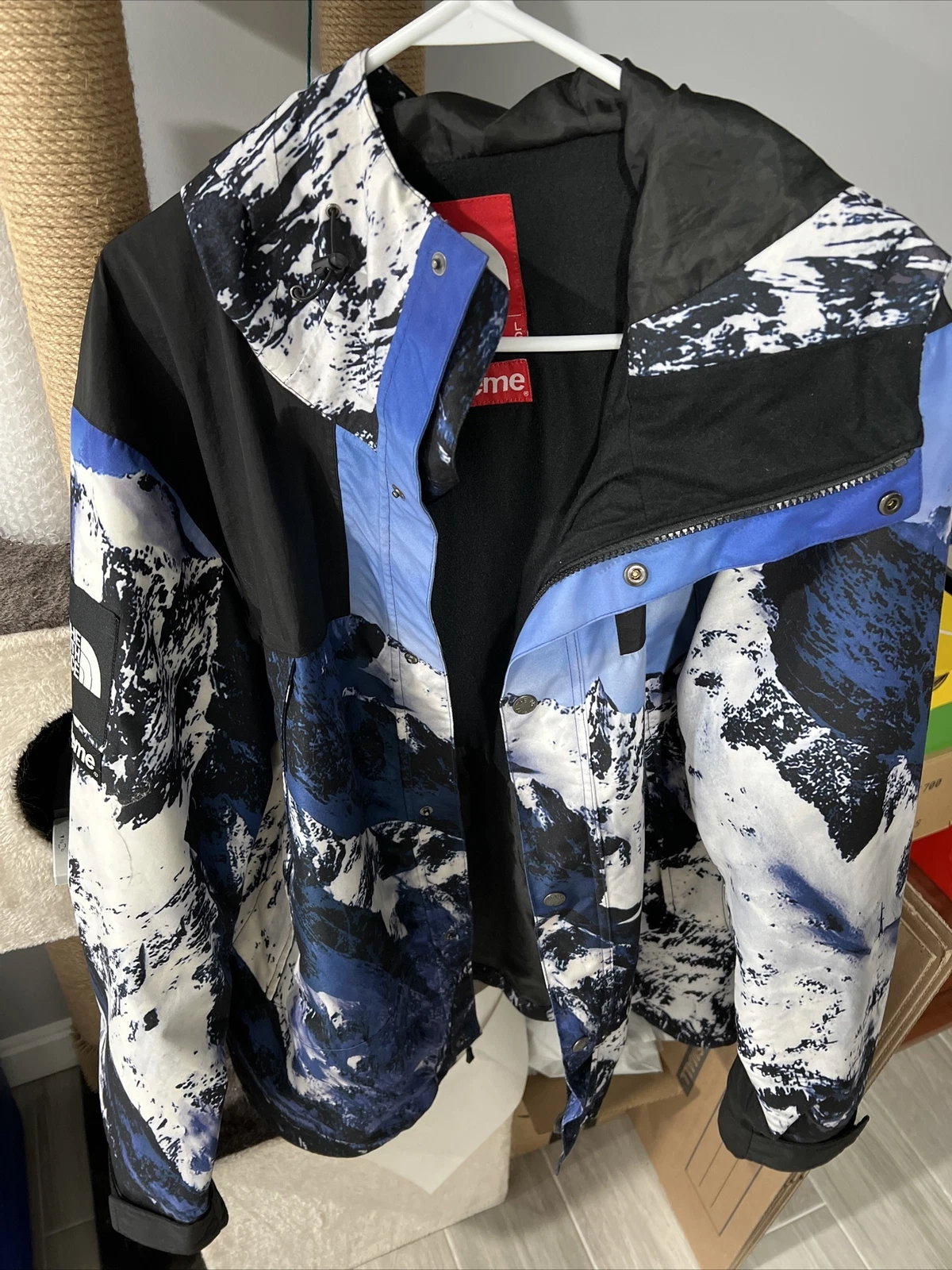 FW17 Supreme North Face TNF Mountain Parka taille bleu/blanc grande veste ?