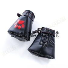Couple Slave Bondage Costume Leather Fist Mitts Gloves Paw Padded Traction Flirt