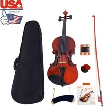 1/8 Acoustic Violin Solid Wood with Case Bow Rosin Strings Shoulder Rest Tuner