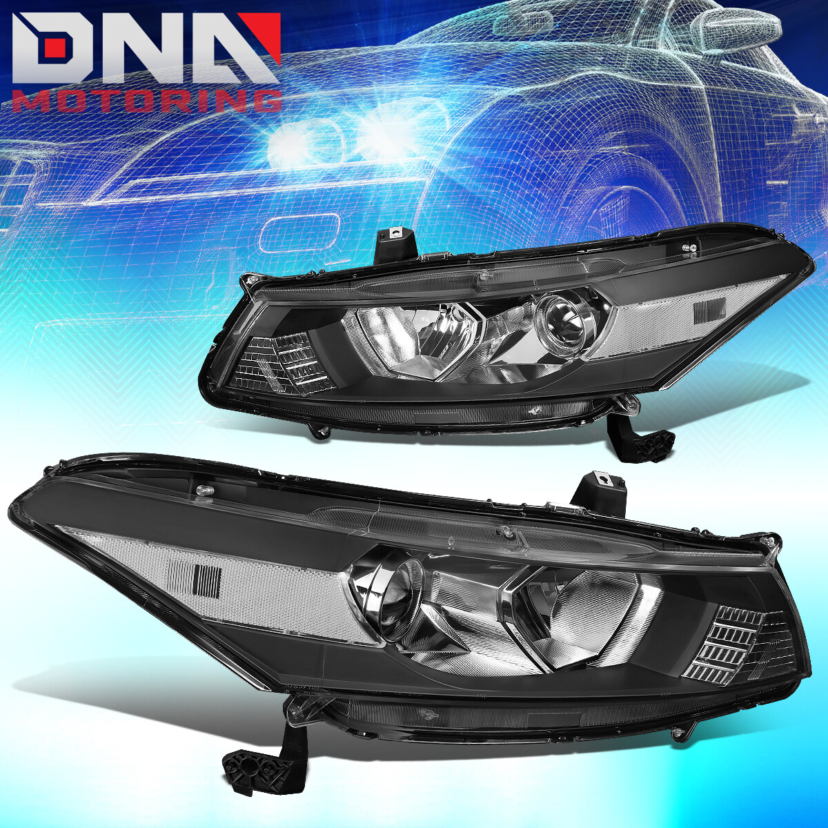 Pair Of Black Projector Headlights For 2008-2012 Honda Accord Coupe (2-Door Only) 4 thumbnail image