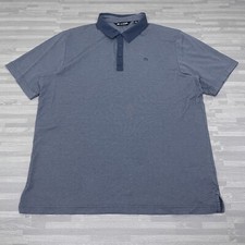 Travis Mathew Golf Polo Shirt Mens XL Navy Blue Striped Pima Cotton Polyester 