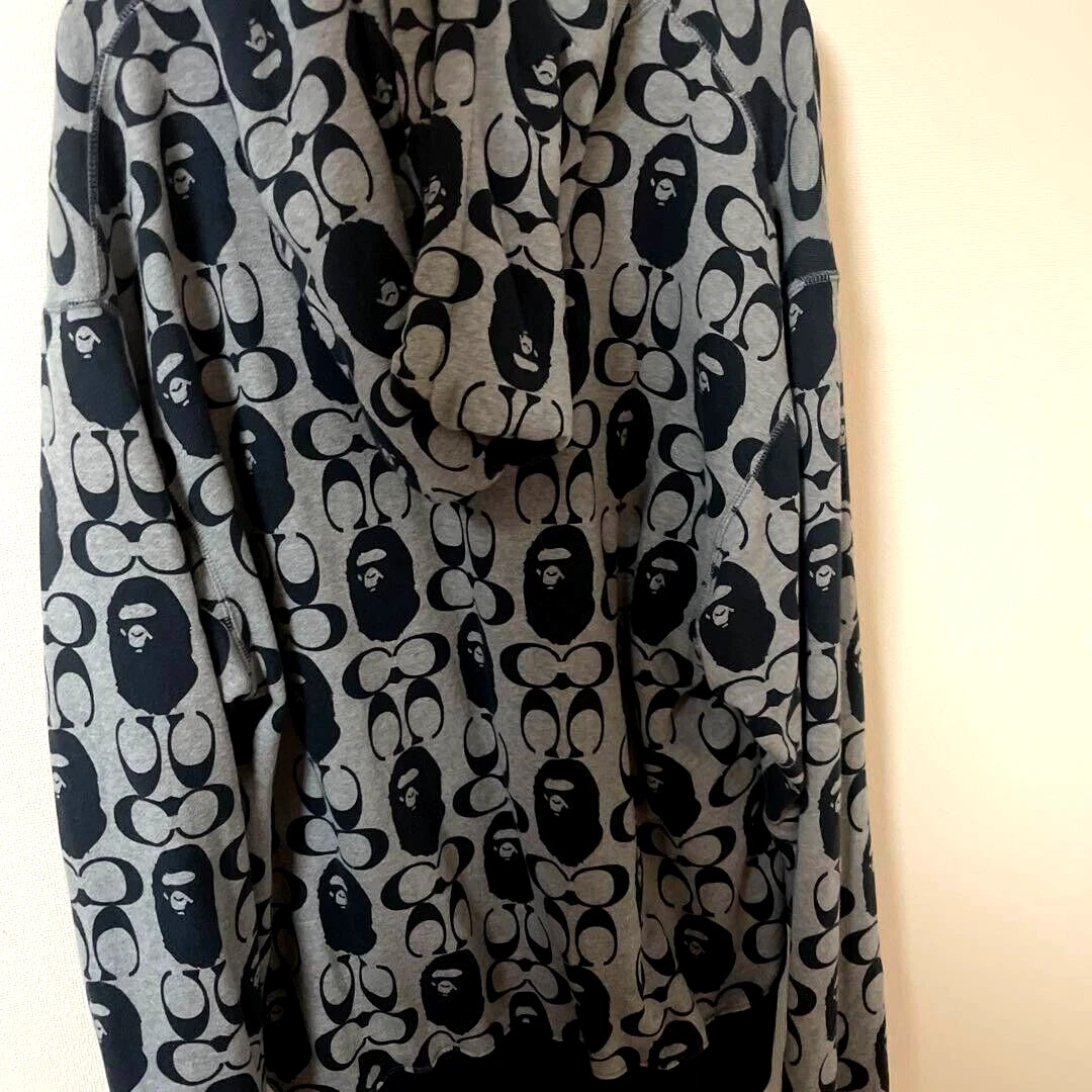 A BATHING APE (BAPE) Felpa con cappuccio Coach x A Bathing Ape Collab in pile taglia L (175 84A) usata ottima Giappone