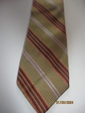 Jos A Bank Repp Green Striped Silk Neck Tie