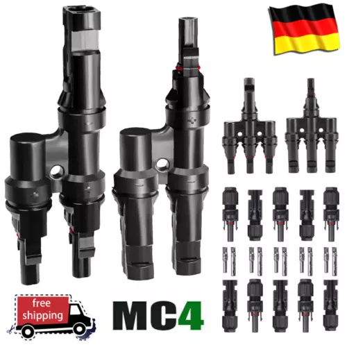 PV Solarstecker Verteiler Buchse Kupplung MC4 Stecker Solarkabel für 2,5-10 mm²