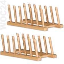2 x Tellerständer Brettchenständer Bambus Holz Abtropfgestell Geschirrhalter