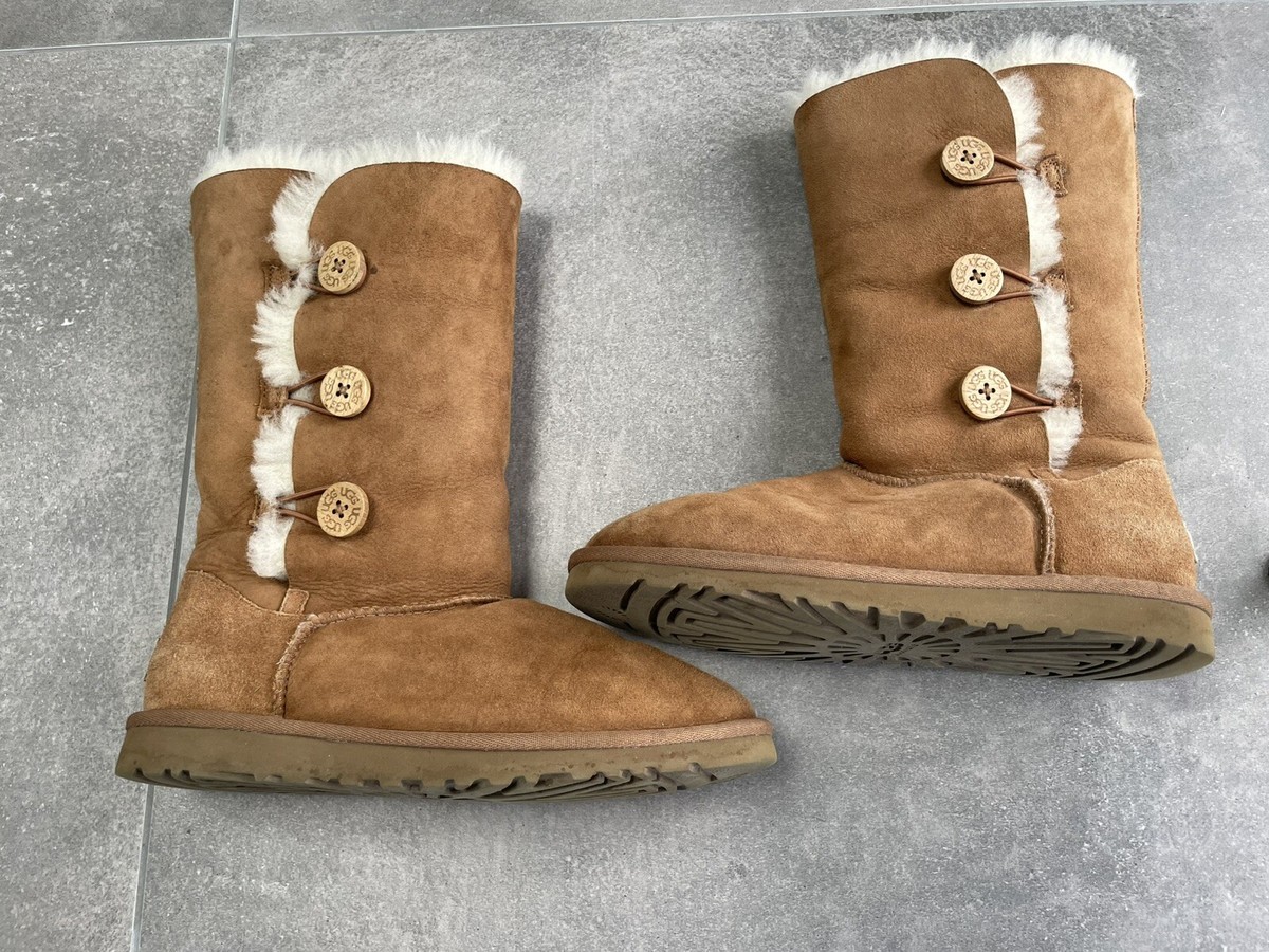 Womens UGG Australia Tan Bailey Button Sheepskin Mid Calf Boots UK EUR 38 - Main Image