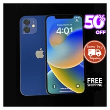 Apple iPhone 12 64GB 128GB Black/Blue 5G Unlocked Verizon T-Mobile 🍏Excellent