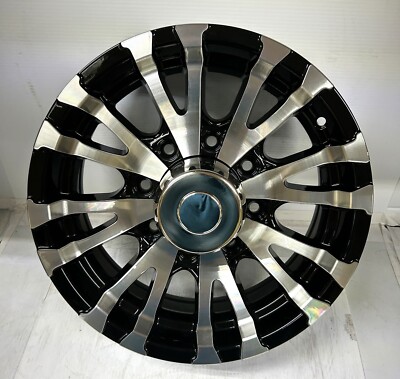 16 Inch 8 on 6.5 8 Spoke Black & Machined Aluminum Trailer Wheel  KT16865BM-118