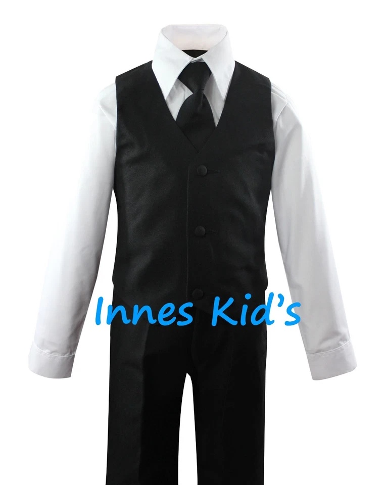 Traje formal para niños pequeños conjunto de 5 piezas con chaleco y corbata elección de colores Foto 4 de 4