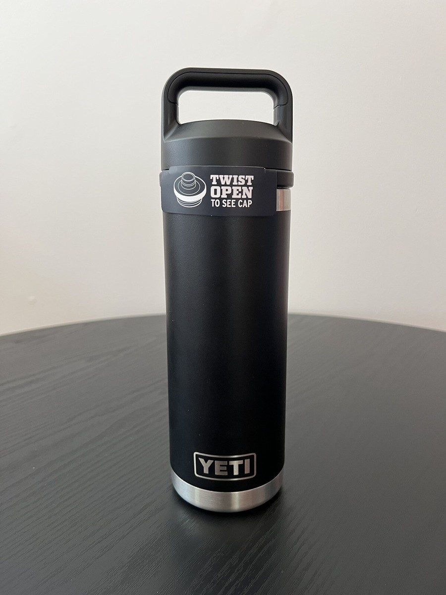 Yeti Rambler Bottle 18 Oz Chug Cap Stainless Steel Black Leakproof