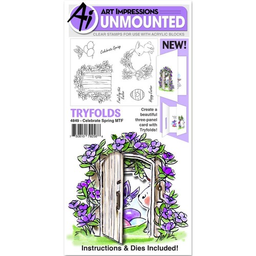 Easter Spring Tryfolds Clear Unmounted Rubber Stamp Set ART IMPRESSIONS