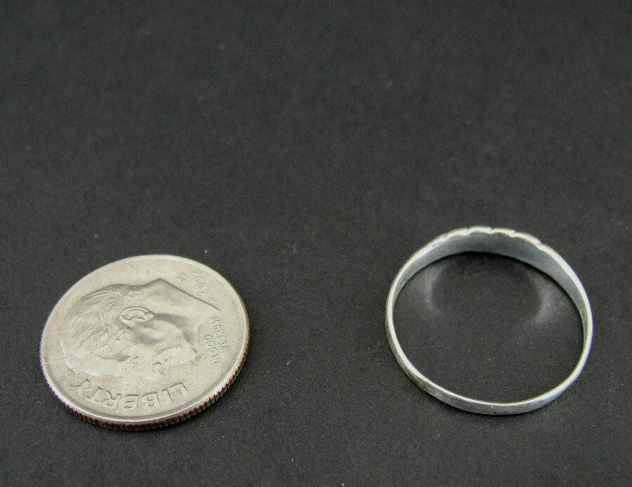 Ring Silver Diagonal Lines Indented Sterling 925 … - image 3