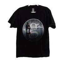 Hanes Garth Brooks World Tour 2014 Mens Black T-Shirt Short Sleeve Pure Cotton M