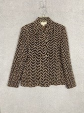 St John Knits Black Khaki Gold Boucle Jacket Blazer Size 6 Double Button