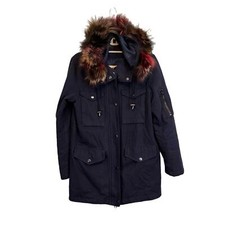 Jocelyn Jacket Womens S Winter Real Fur Dyed Fox Hoodie Cotton Parka Blue
