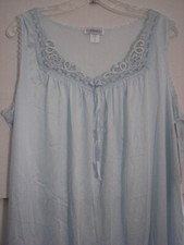 NWTs Lorraine Plus Nightgown Size 1X Blue Sleeveless Lace Nylon Semi-Sheer NWTs
