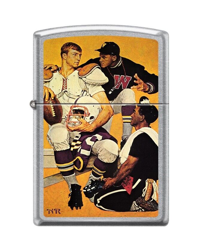 Zippo 7729, Artist Norman Rockwell Sports Design, Street Chrome Finish