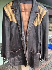 Vintage Melody  Custom Snake Skin Rawhide Leather  Beaded Jacket Size 42 Large
