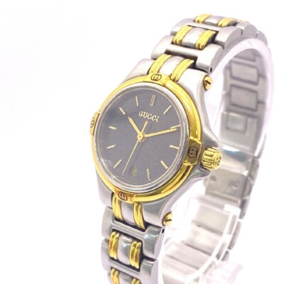 Gucci 9040L Black Dial Two Tone Women Quartz Watch Used