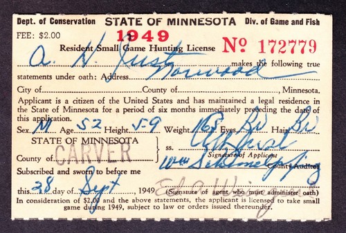 US RW16 $2 Duck Hunting Used VF on Minnesota License - Picture 2 of 2