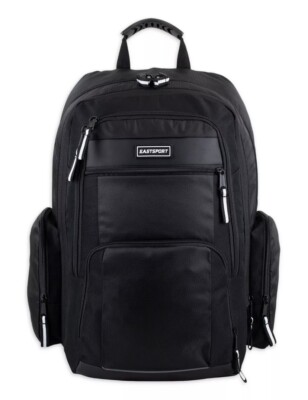 Eastsport Recycled Raptor 19'' Backpack, Expandable Backpack Black Chambray New!