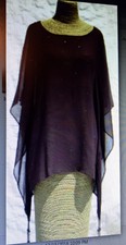 Sterling Styles Chocolate Beaded Gauzy Top - Size O/s - Nwt - $99.00