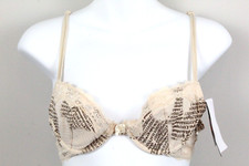Women's Bra Letter Print  Lace Style 9999 Size 32A LILY Color Beige NWT