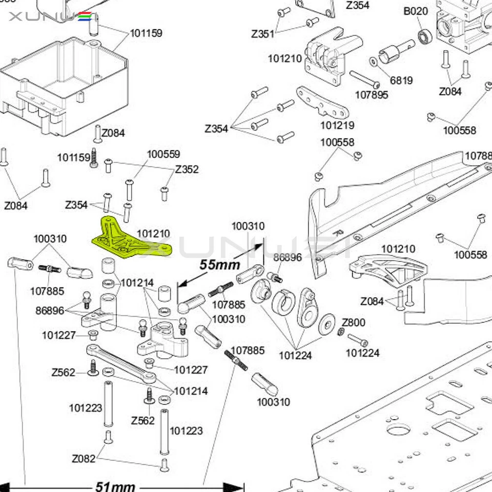 #101210 Chassis Brace Front Upper Plate for RC HPI WR8 FLUX Bullet ST MT 3.0 - Image 3 of 4